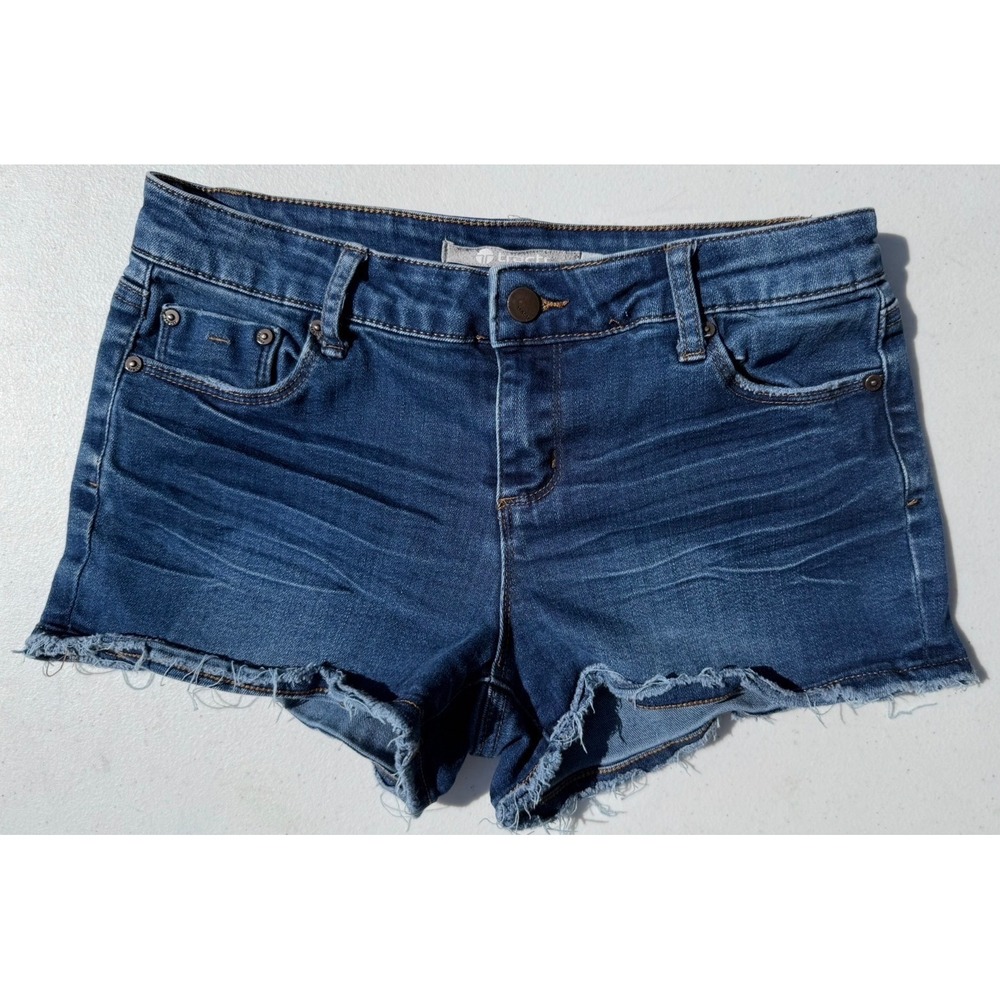 Tractr Denim Shorts Raw Hem High Rise‎ Cutoff Blue Size 12 Junior